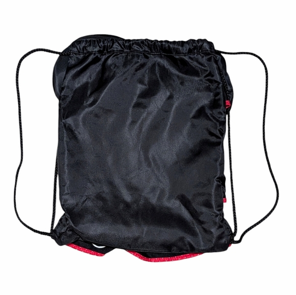 DisneyParks Minnie Mouse Ear/Red White Polka Dot Bow Ruffled Drawstring Backpack - Picture 2 of 15